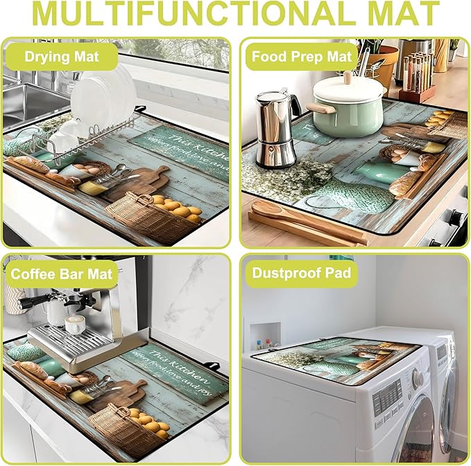Glass Stove top Cover 28"x 20", Stove Top Covers for Electric Stove, Flat Range Mat for Glass Cooktop, Kitchen Heat-Resistant Protector Non-Slip Drying Mat (This Kitchen)
