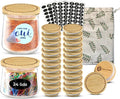 4-24 Piece Sets of Oui Yogurt Jar Lids | Made of Bamboo Wood, Stainless Steel, or Food Grade Silicone | Fit Yoplait Yogurt Regular & Petite Jars (Bamboo Leaves Ring - 24 pcs with Labels & Storage Bag)