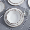 LEHAHA Farmhouse White Melamine Plates and Bowls Set, White dishes Rustic Farmhouse Dinnerware Set, Lightweight Melamine Dishes Set for 4, Perfect for RV, Camper, Dishwasher Safe