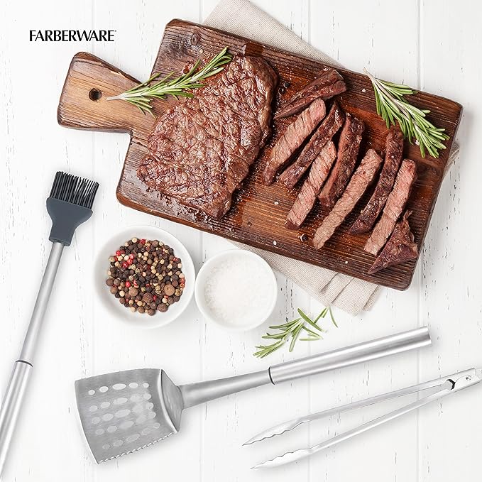 Farberware BBQ Stainless Steel Tool Set, 3 Piece, Stainless Set