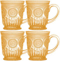 Vintage Hobnail Amber Glass Mugs Set of 4 – 10oz