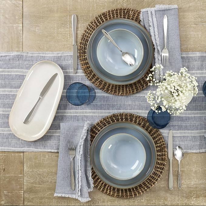 Oneida 897199 Organic Shades 12-Piece Dinnerware Set, Slate Blue