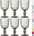Smokey Black Wine Glasses Set of 6 Vintage Hobnail Goblets 10 oz Dishwasher Safe