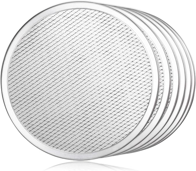 New Star Foodservice Restaurant-Grade Seamless Aluminum Pizza Baking Screen, 10 Inch, Pack of 6