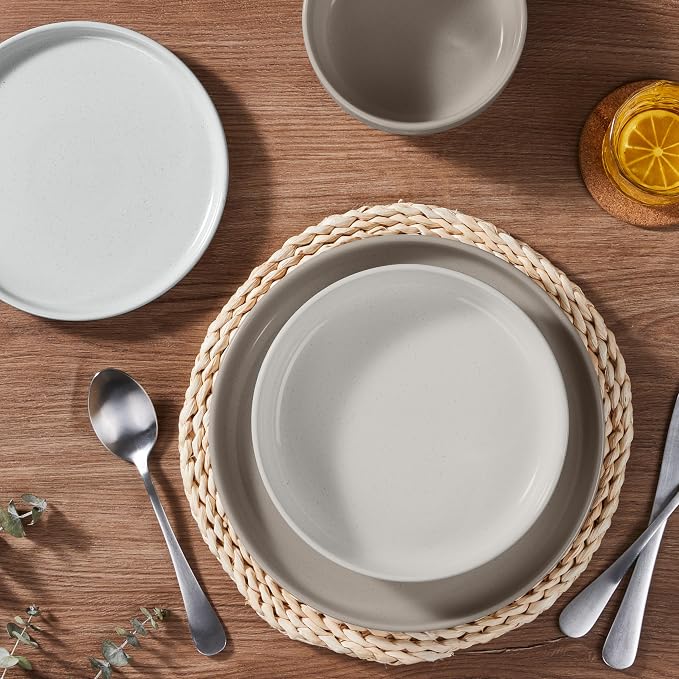 HaWare 24-Piece Plates and Bowls Set for 6, Stoneware Dinnerware Sets with Pasta Bowl, Dishes Set for Home Restaurant, Speckled Multicolor