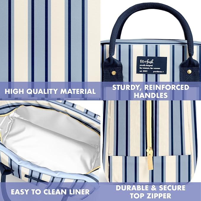 Fit & Fresh Bloomington Lunch Bag for Women - Insulated Large Lunch Box for Work with Containers, Leak-Resistant