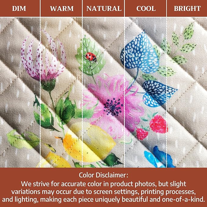 Maison d' Hermine Pot Holders 100% Cotton Heat Resistant Potholders 8" x 8" Hot Pads with Loop BBQ Baking Gifts for Mothers Day Handling Hot Pans Spring/Summer (Pack of 1, Jardin D'Ete - Fog)