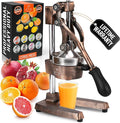 Zulay Kitchen Cast Iron Juicer - Heavy Duty Manual Juicer with Detachable Strainers for Easy Cleaning, Orange Juice Press for Citrus Fruits, Perfect for Bartenders, Juice Lovers & Health Enthusiasts