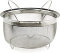 RSVP International Mesh Colander Strainer Basket with Folding Handles, 3 Quarts | For Pasta, Frying, & Salads | Dishwasher Safe | Use in Pressure Cookers | Steaming, Draining & Rinsing