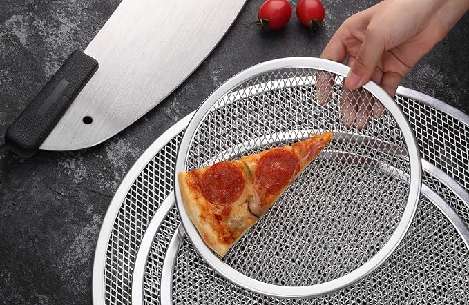 New Star Foodservice Restaurant-Grade Seamless Aluminum Pizza Baking Screen, 10 Inch, Pack of 6