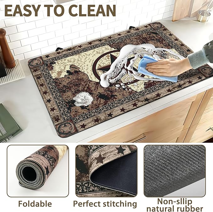 Farmhouse Western Stove Top Covers for Electric Stove 20x28 Inch Farmhouse Heat Resistant Glass Top Stove Cover Washable Foldable Cooktop Protector
