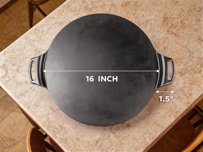 OLEEK steel pizza pan 16x16-carbon steel pizza pan for oven - round pizza steel - pizzas steel for oven - pizza steel pan - pizza pans - baking steel for ovens - pizza baking pan