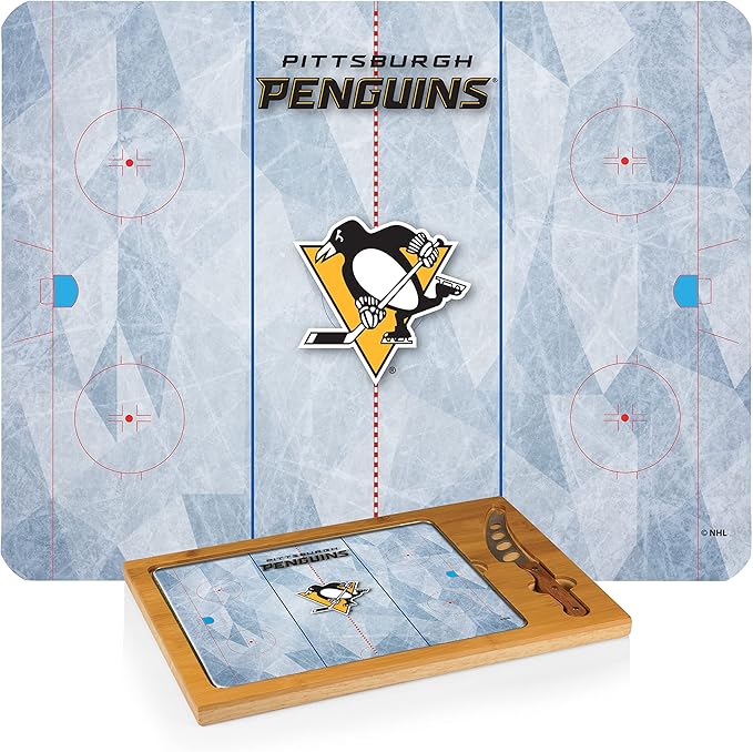 PICNIC TIME NHL unisex-adult NHL Icon Glass Top Cutting Board & Knife Set