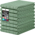 Homaxy Premium Cotton Kitchen Towels 16"x 28", Large Natural Ring Spun 390 GSM Dish Towels, Super Absorbent Terry Kitchen Hand Towels, Soft Tea Towels with Hanging Loop, Pure Grass Green, 8 Pack