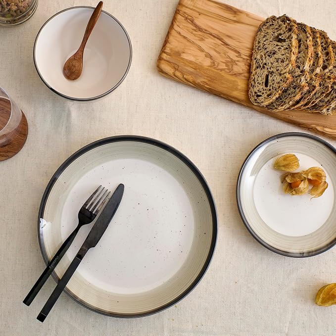 Earth & Clay Harlow 12-Piece Dinnerware Set Earthenware, Beige