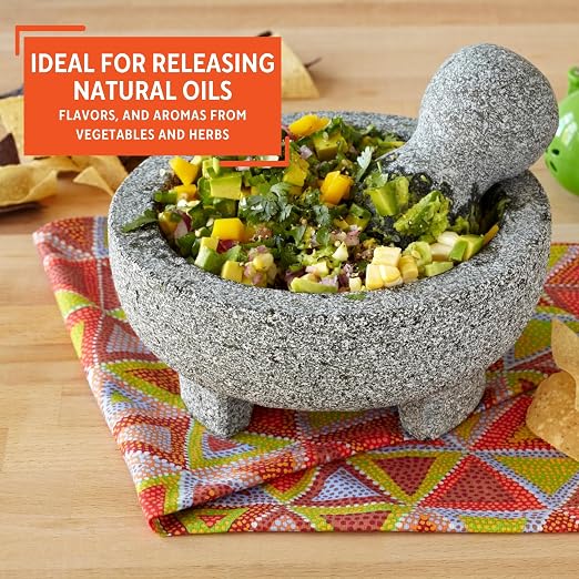 IMUSA USA Super Heavy Traditional Granite Molcajete Spice Grinder, 8-Inch, Gray, 8