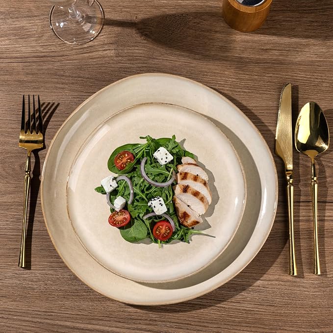 AmorArc Ceramic Dinnerware Sets,Handmade Reactive Glaze Stoneware Plates and Bowls Sets,Highly Scratch Resistant | Dishwasher & Microwave Safe Dishes Set,Service for 4 (12pc)