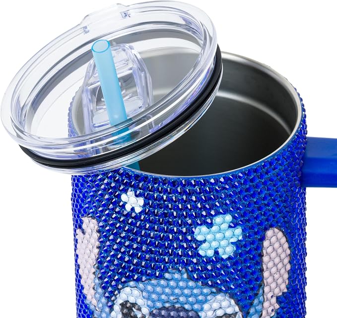 Silver Buffalo Lilo and Stitch Make Some Waves Wink Face Stitch 40oz Stainless Steel Rhinestone Tumbler