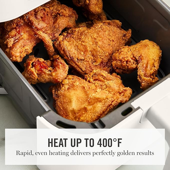 Martha Stewart 6QT Air Fryer, 6-in-1, Bake, Broil, Roast, Air Fry, Dehydrate, Reheat, Ceramic Non-Stick Basket, Crispy Results Fast, 400°F Max Temp, Shake Reminder, Auto Shut-Off, Linen Cream