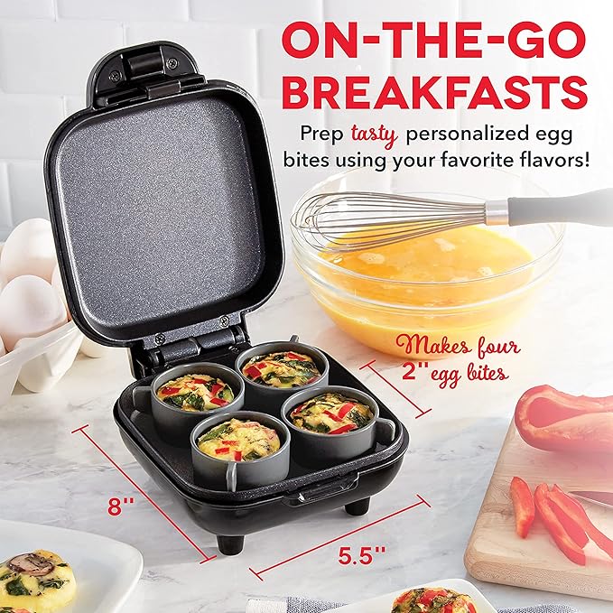 DASH Deluxe Sous Vide Egg Bite Maker with Silicone Molds + DASH Deluxe Rapid Egg Cooker - Black