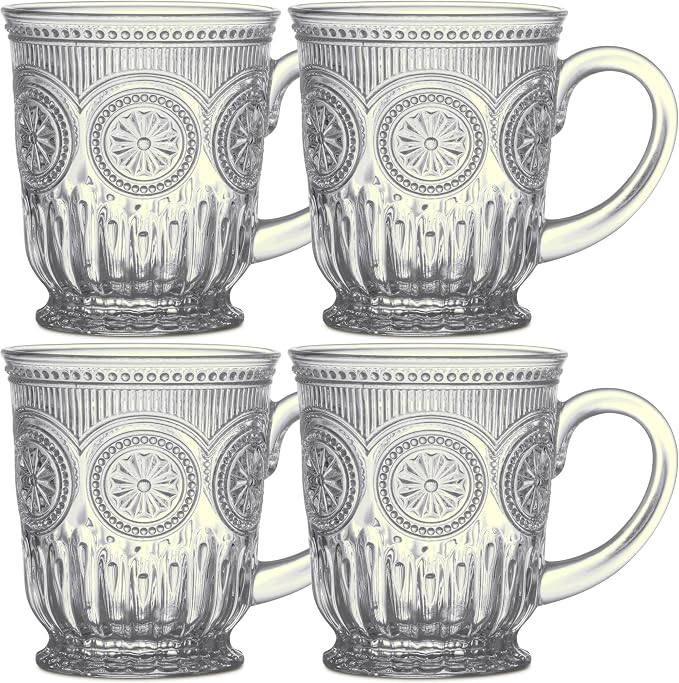 Vintage Hobnail Smoke Glass Mugs Set of 4 – 10oz