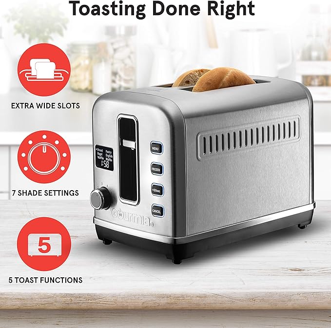 Gourmia GDT2650 Digital Multi-Function Stainless Steel Toaster