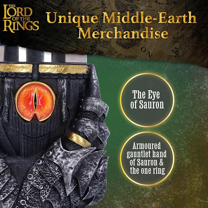 Nemesis Now Lord of the Rings Goblet - Hand-Painted Themed Drinkware, Perfect Collectible for LOTR Fans and Enthusiasts - Sauron