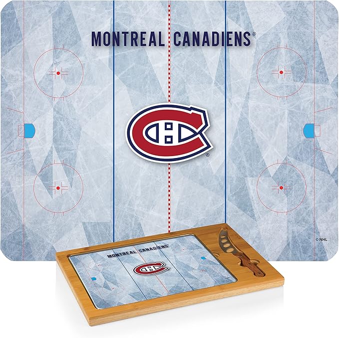 PICNIC TIME NHL unisex-adult NHL Icon Glass Top Cutting Board & Knife Set
