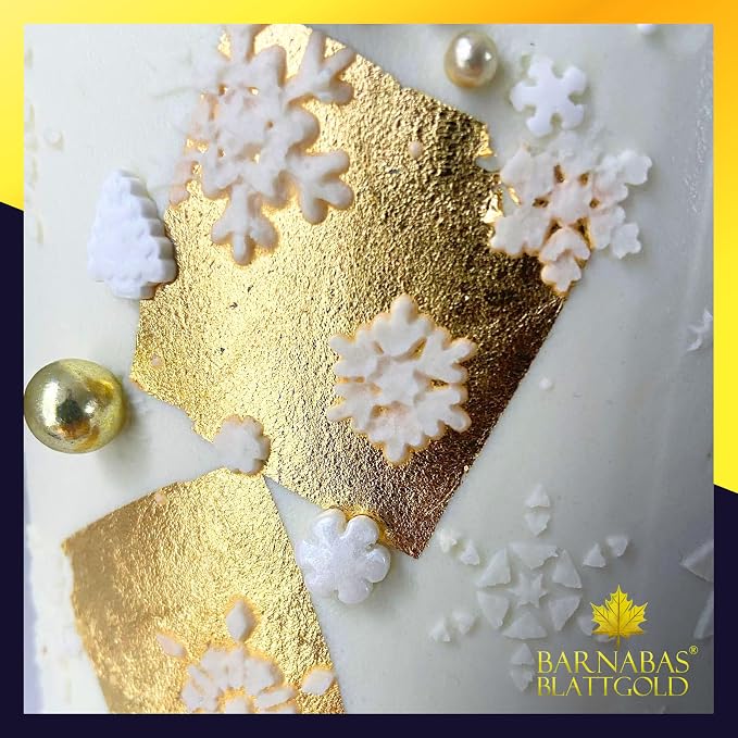 Barnabas Blattgold Edible Gold Leaf 24K - Cake Decorations, Transfer Patent for Cupcakes - 3.1 inches, Book of 20
