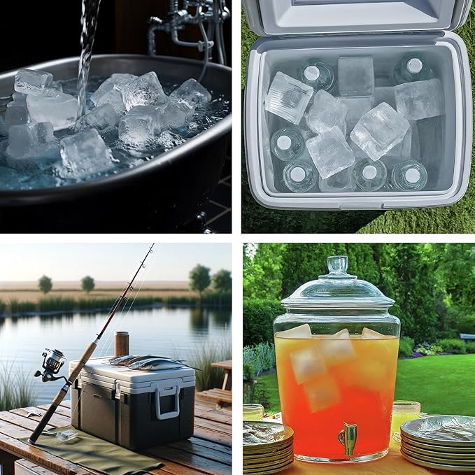 Heavy Duty 4-Compartment Silicone Mold, with 12 lbs Total Capacity (4x3 lbs), Perfect for Coolers, Ice Baths, Picnics, and Fishing, AB-XL4