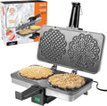 MasterChef Pizzelle Maker- Nonstick Electric Cookie Baker Press, Make Two Homemade 5-Inch Italian Waffle Treats at Once- Breakfast Dessert Iron or Mothers Day Gift for Her- Includes Recipe Guide