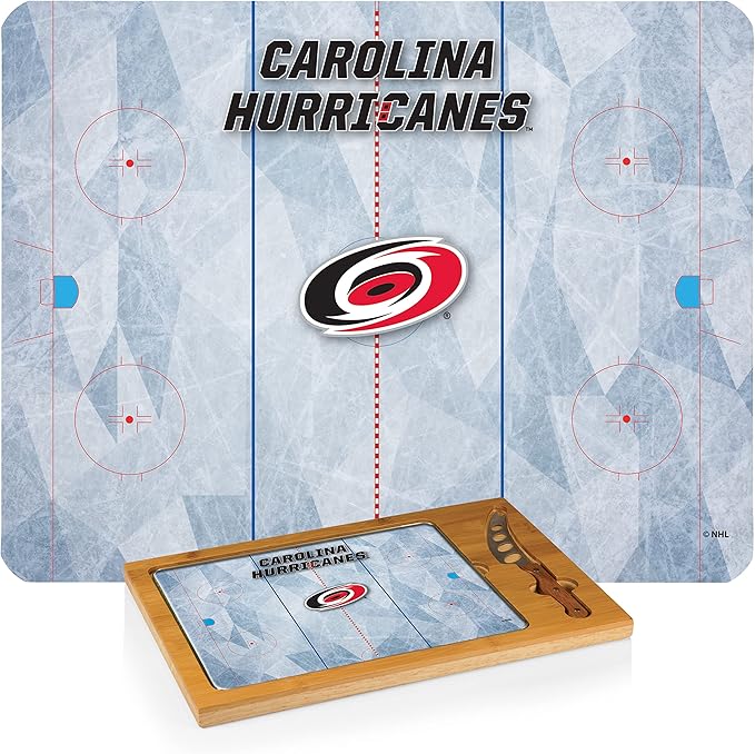 PICNIC TIME NHL unisex-adult NHL Icon Glass Top Cutting Board & Knife Set