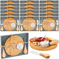 Maxcheck 18 Sets Baby Shower Bridal Game Prizes for Winners Round Cheese Board Set Wood Mini Charcuterie Board with Knives and Forks Thank You Card with Gift Box for Guests Wedding (Bamboo)