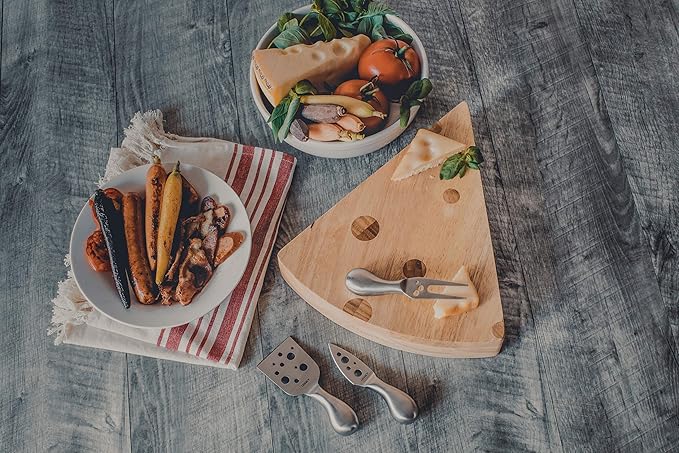 PICNIC TIME Swiss Cheese Board & Knife Set, Novelty Charcuterie Board Set with Cheese Knifes, Cheese Boards Charcuterie Boards, Serving Platter, (Parawood)