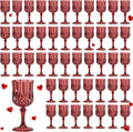 7OZ Plastic Wine Glasses, Reusable Vintage Goblets Unbreakable Drinking Glasses Crystal Water Cups Champagne for Wedding, Parties (48, Burgundy)