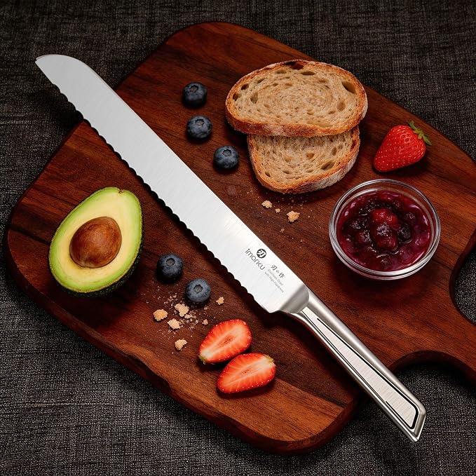 imarku Serrated Bread Knife 10 Inch, Japanese Razor Sharp High-Carbon Stainless Steel Bread Cutting Knife with Ergonomic Handle for Homemade Bread/Sourdough/Bagels/Cake Clean Low-Crumb Cuts