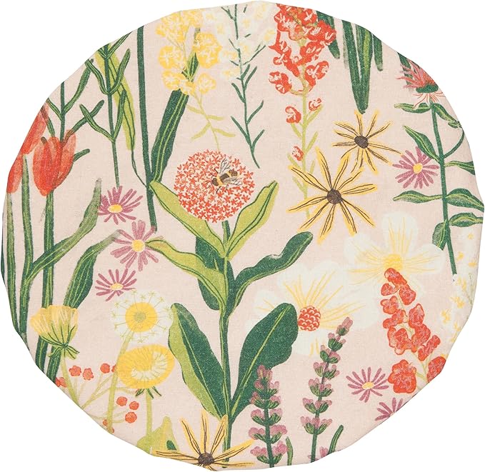 Now Designs Bees & Blooms Save It Reusable Cotton Bowl Covers 7.5 and 9.25 inch, Set of 2