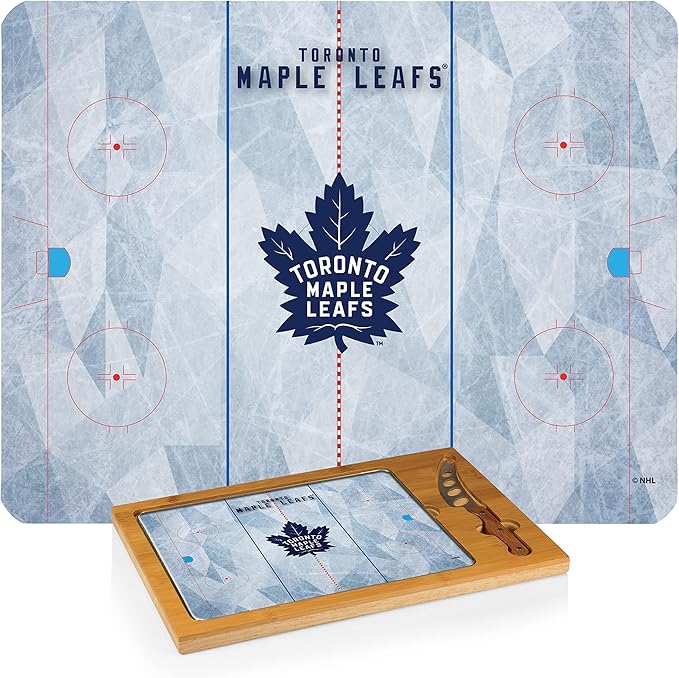 PICNIC TIME NHL unisex-adult NHL Icon Glass Top Cutting Board & Knife Set