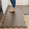 Arenarug Upgrade Scalloped Embossed Kitchen Mats for Floor 2PCS Cushioned Anti Fatigue Waterproof Foam Kitchen Rugs Non Slip Washable Comfort Standing Mat for Sink Laundry, 17.3"x30"+17.3"x59", Brown