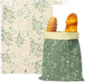 Reusable Beeswax Bread Bags - 2 Pack Bees Wax Food Bag, Homemade Sourdough Bread Storage, 2-in-1 Linen Cotton Large Freezer Container Home Baking Accessories with Lining (Green Leaf)