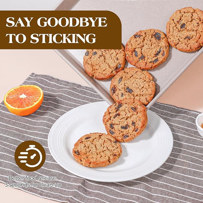 8 Pcs Baking Pans Set, Silicone Bakeware Sets with Metal Reinforced Frame, Nonstick Stackable Carbon Steel Non Toxic Baking Sets for Cooking (Brown)