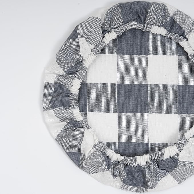 Reusable Cloth Bowl Covers - 100% Cotton Fabric Bowl Covers Set to Cover Fruits, Vegetables and Regulate Moisture - Elastic Closure for Salads, Bread & Leftovers (Gray Plaid, 2XL, 2L, 2M, 2S)
