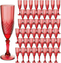Plastic Champagne Flutes, Champagne Glasses Bulk, Reusable Unbreakable Acrylic Wine Glasses Goblets for Weddings Bachelor Parties Toasting Bridal Shower (48, Dark Red)