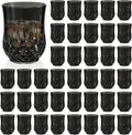 40 Pack Plastic Stemless Wine Glasses,12oz Unbreakable Vintage Elegant Drinking Glass Set,Reusable Fancy Cocktail Cups for Party, Wedding, and Bulk Events (40, 12oz-Black)