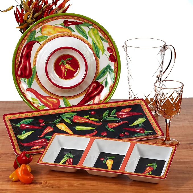 Certified International Red Hot 12 pc Melamine Dinnerware Set, Service for 4