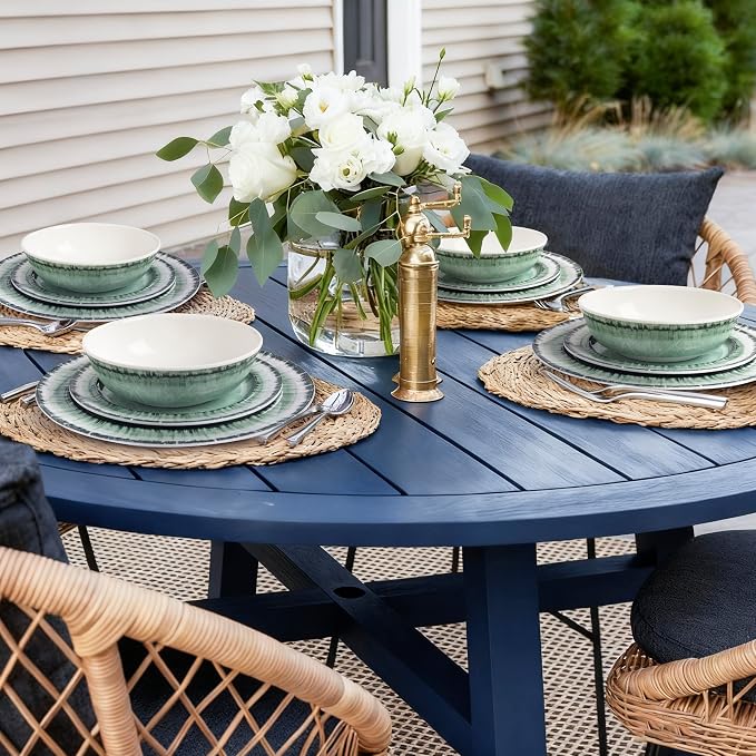 AELS Melamine Dinnerware Set of 18 Pcs Dinner Dishes Set, Lightweight Unbreakable for Indoor and Outdoor Use, BPA Free, Dishwasher Safe, Sage Green