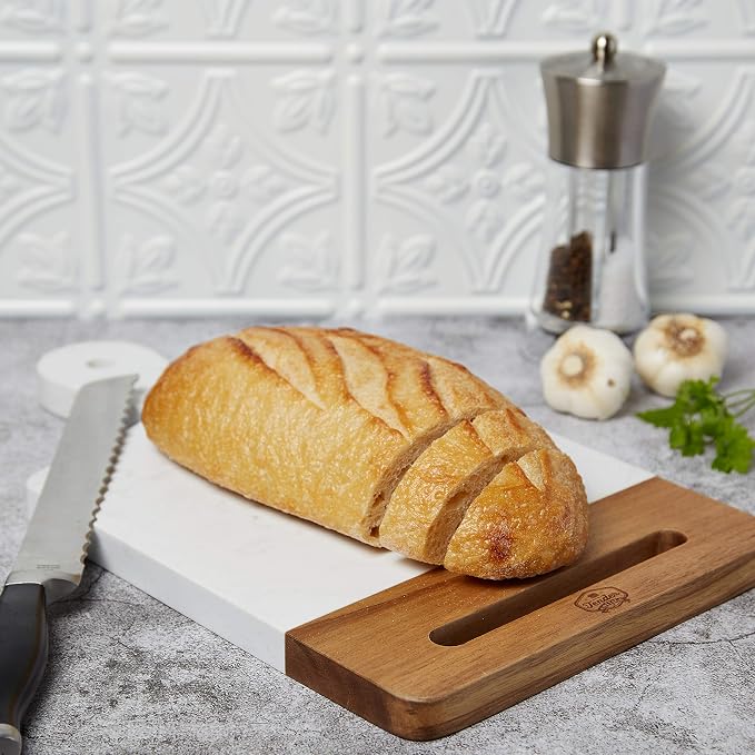 The Original Patented TENDER COTTAGE Cookbook Holder - Charcuterie Board - White Marble Cheese Board - Christmas, Mothers Day, Grandmother Gift, Wedding, Housewarming