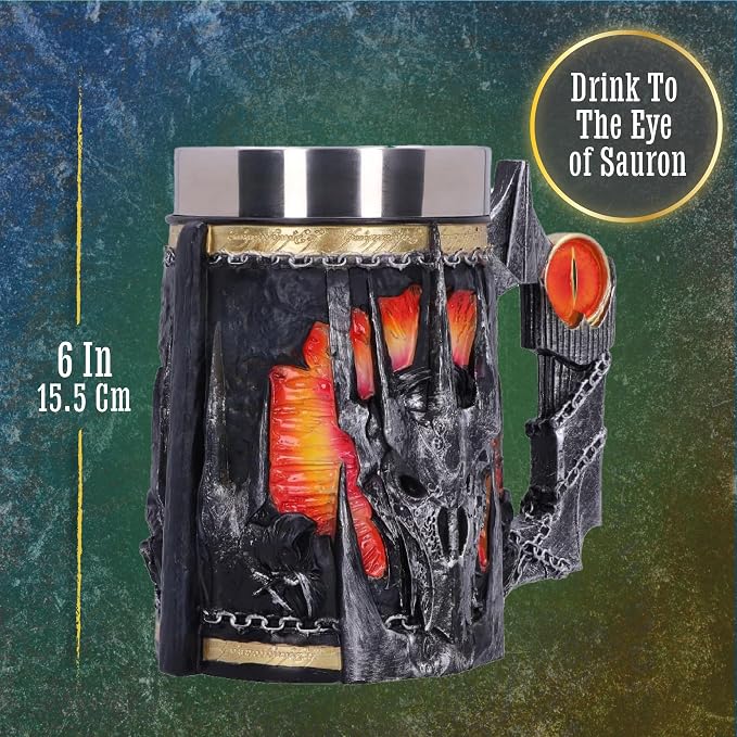 Nemesis Now Lord of the Rings Tankard, Hand-Painted Resin Mug, Officially Licensed Collectible, 15.5cm - Sauron