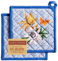 Maison d' Hermine Pot Holders 100% Cotton Heat Resistant Potholders 8" x 8" Hot Pads with Loop BBQ Cooking Baking Gifts for Mothers Day Handling Hot Pans Spring/Summer (Pack of 2, Passiflora)