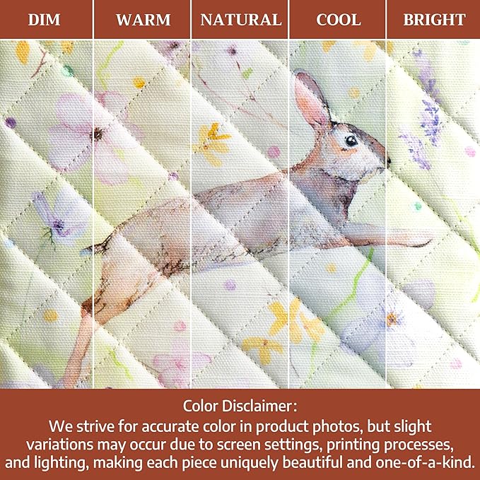 Maison d' Hermine Pot Holders 100% Cotton Heat Resistant Potholders 8" x 8" Hot Pads with Loop BBQ Cooking Baking Gifts for Mothers Day Handling Hot Pans Spring/Summer (Pack of 2, Easter Zest)